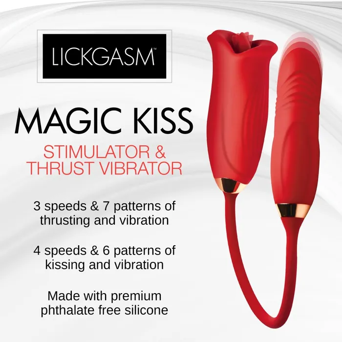 Female Sex Toys Lickgasm Magic Kiss Clitoral Stimulator with Thrusting Vibrator