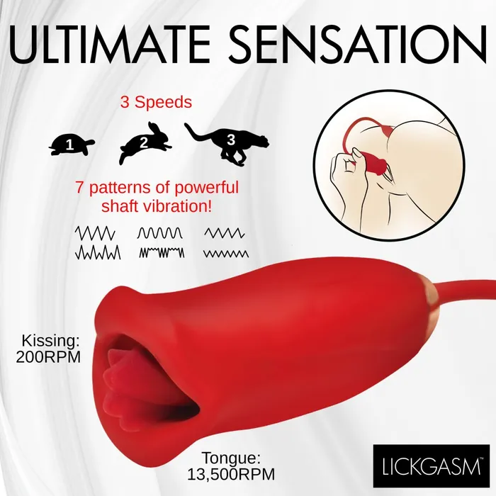 Female Sex Toys Lickgasm Magic Kiss Clitoral Stimulator with Thrusting Vibrator