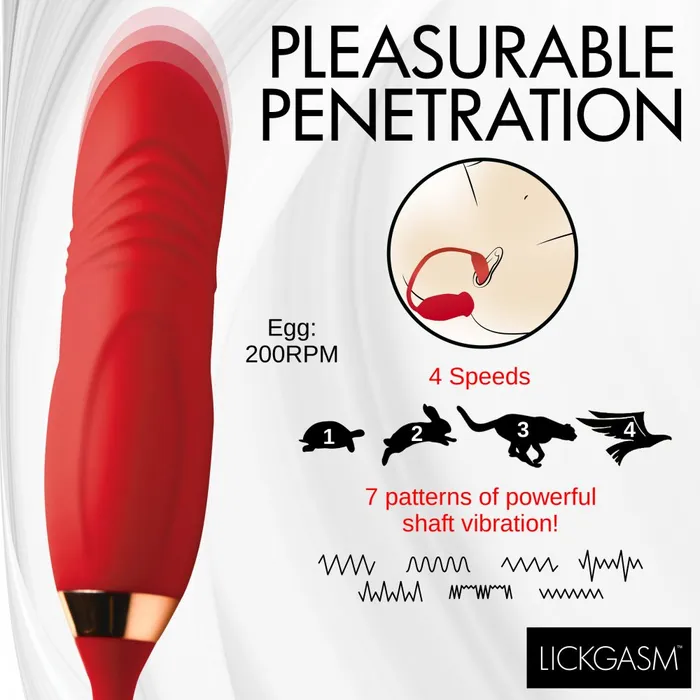 Female Sex Toys Lickgasm Magic Kiss Clitoral Stimulator with Thrusting Vibrator