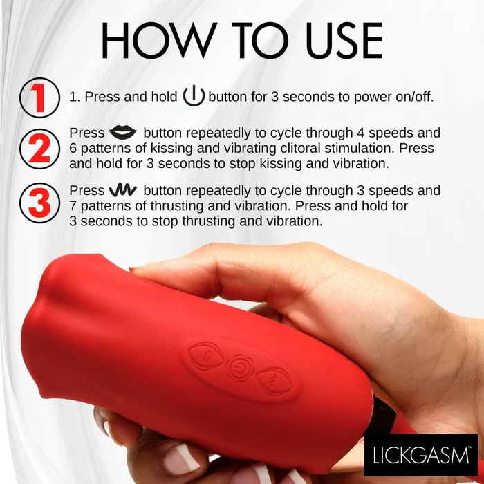 Female Sex Toys Lickgasm Magic Kiss Clitoral Stimulator with Thrusting Vibrator