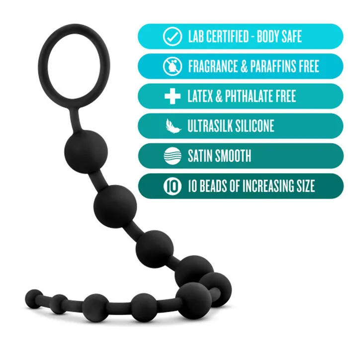 Blush Novelties Male Sex Toys Anal Adventures Platinum Silicone 10 Anal Beads Black Blush Novelties Male Sex Toys Anal Adventures Platinum Silicone 10 Anal Beads Black
