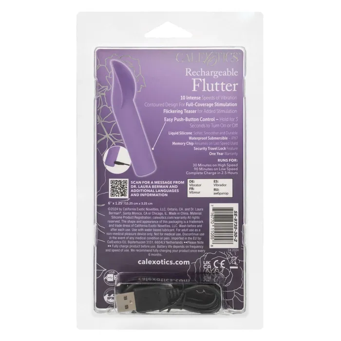 Dr Laura Berman Rechargeable Flutter Purple CalExotics Vibrators Dr Laura Berman Rechargeable Flutter Purple CalExotics Vibrators