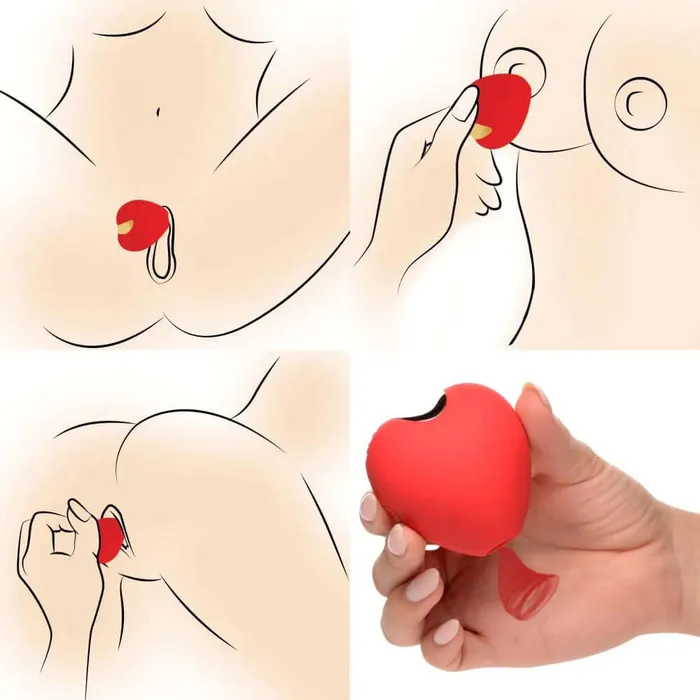 Vibrators XR Brands inmi Shegasm 10x Heart Desire Silicone Suction Clit Stimulator Red Vibrators XR Brands inmi Shegasm 10x Heart Desire Silicone Suction Clit Stimulator Red